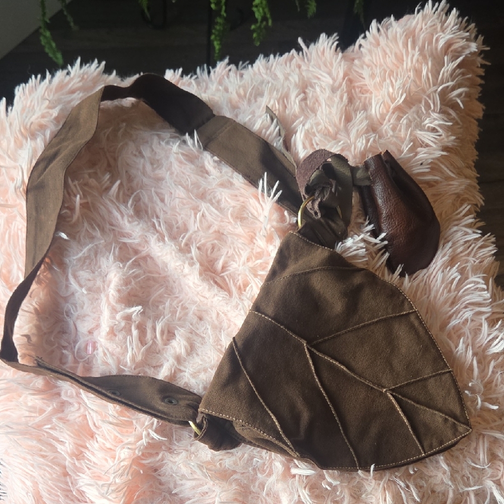 Brown Leaf-Shaped Crossbody Bag